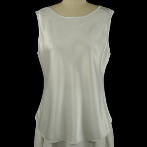 Off-White Satiny Sleeveless Shell Tank Top